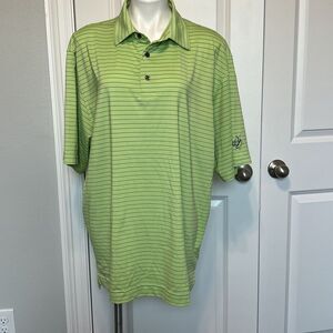 Foot Joy Polo Shirt Mens Adult Large Green Stripes Casual Tour Issued Golf